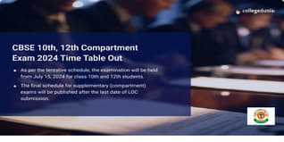 CBSE 10th, 12th Compartment Exam 2024 Time Table Out, Registration Open till June 15; Check Dates Here